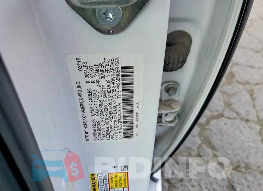 1HGCV2F62JA037974 Photo# 12