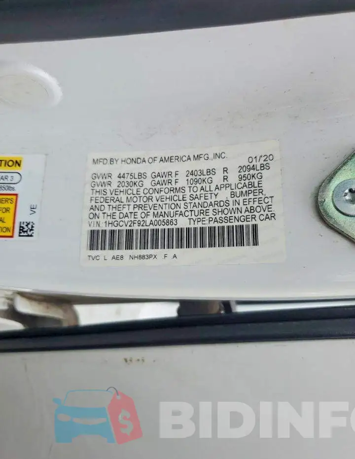 1HGCV2F92LA005863 Photo# 13