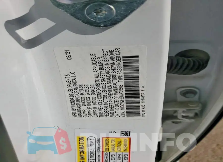 1HGCV2F95MA026868 Photo# 11