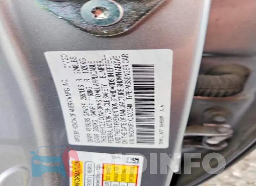 1HGCV3F1XLA005240 Photo# 12