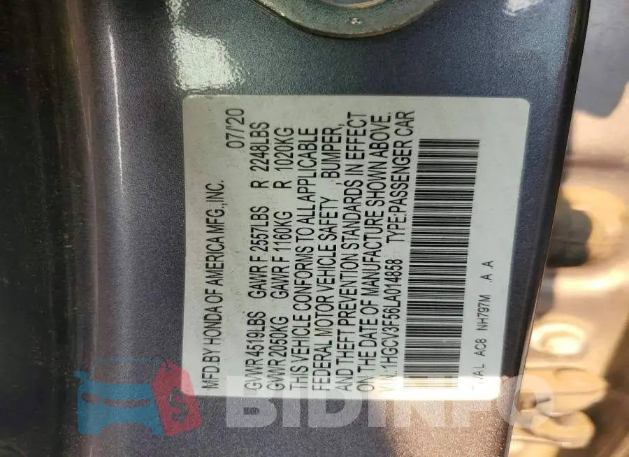 1HGCV3F56LA014858 Photo# 12