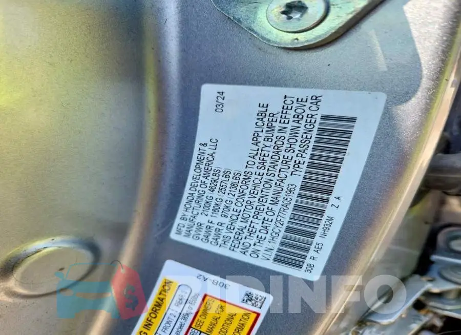 1HGCY2F77RA051963 Photo# 12