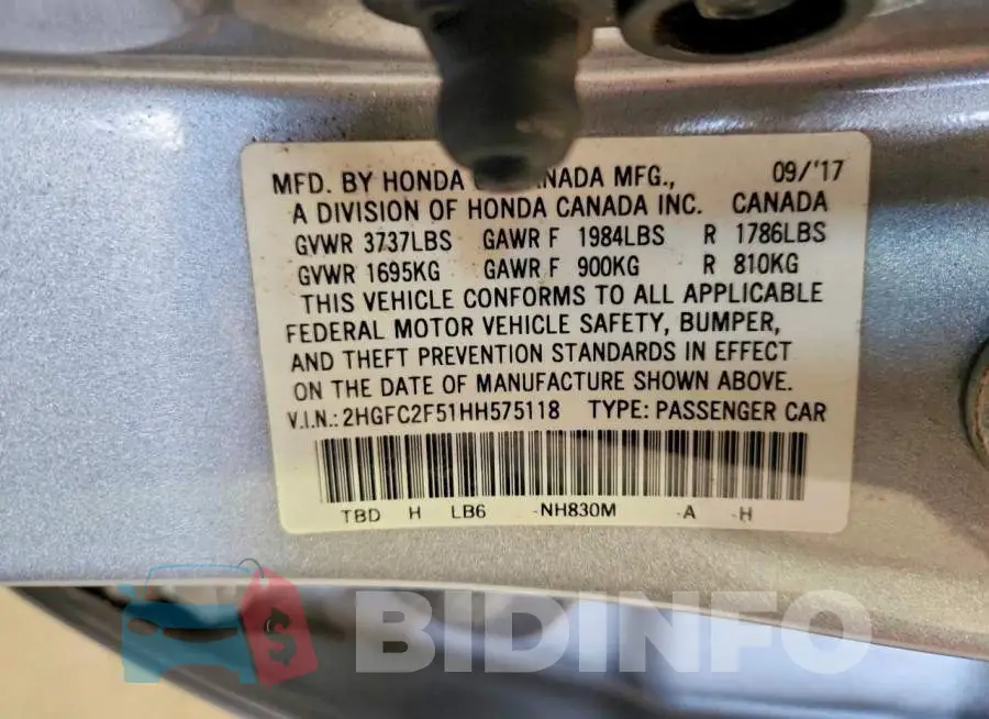 2HGFC2F51HH575118 Photo# 12