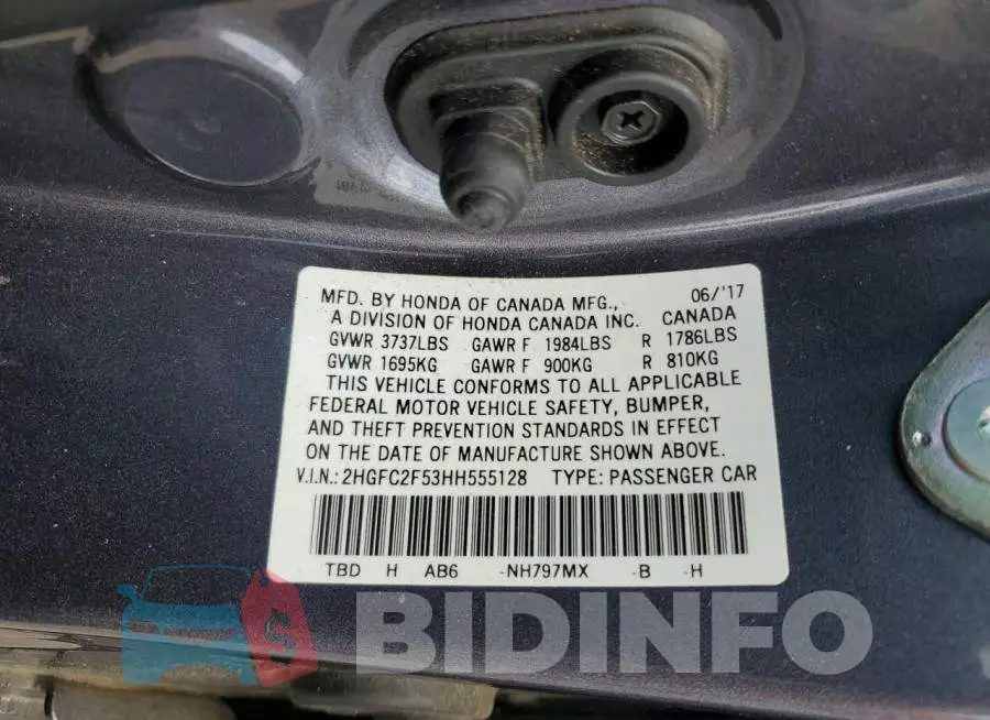 2HGFC2F53HH555128 Photo# 12