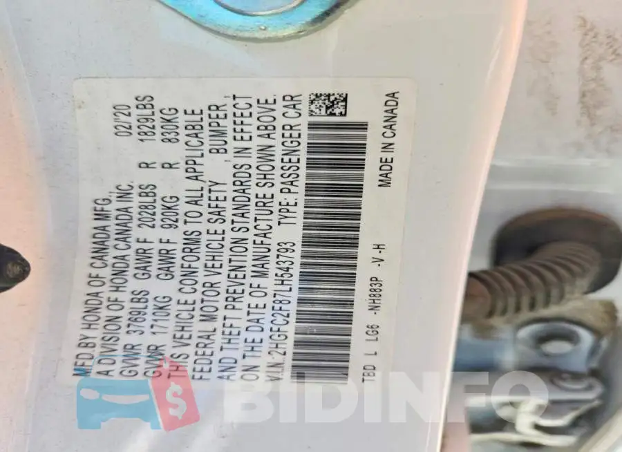 2HGFC2F87LH543793 Photo# 12