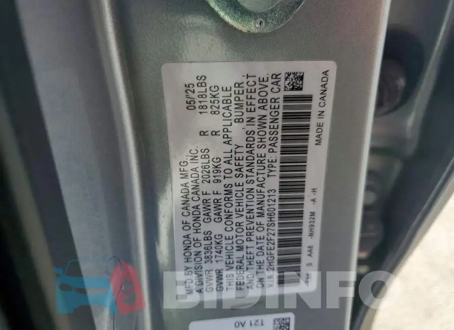 2HGFE2F27SH601213 Photo# 12