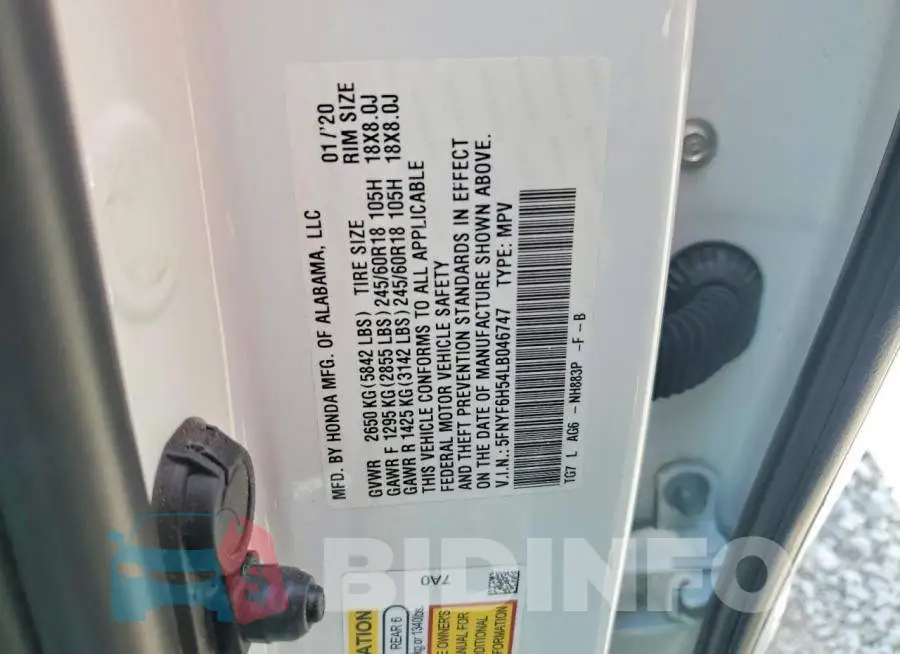 5FNYF6H54LB046747 Photo# 13