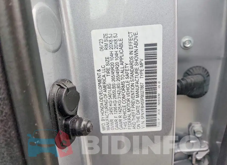 5FNYF8H55PB027867 Photo# 14