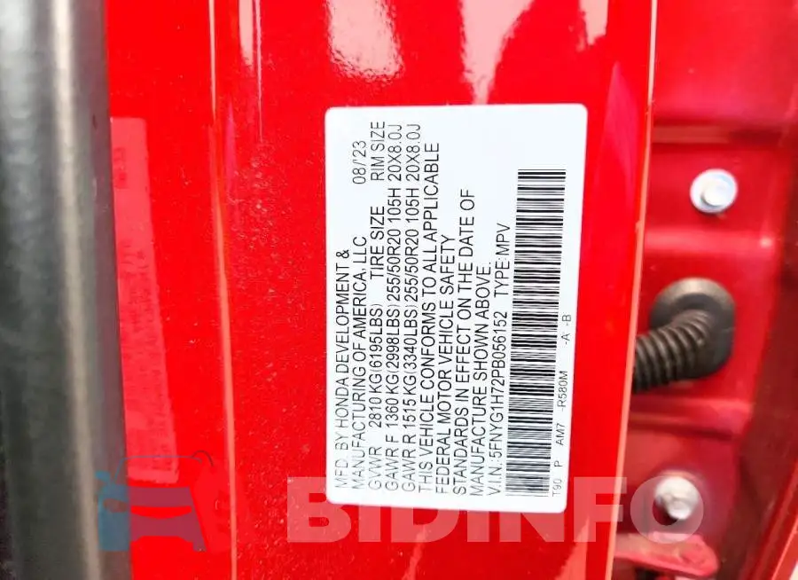 5FNYG1H72PB056152 Photo# 13