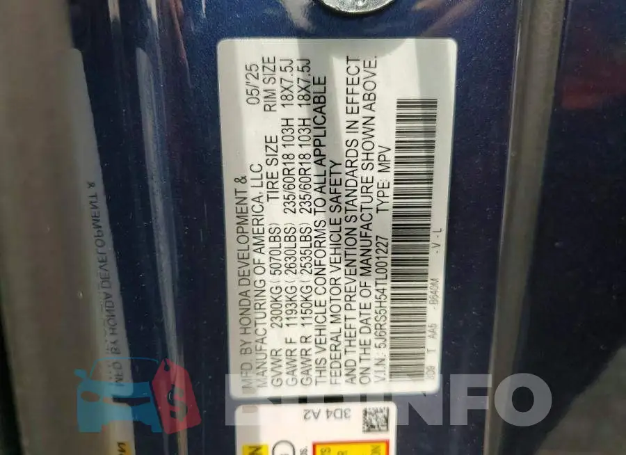 5J6RS5H54TL001227 Photo# 13