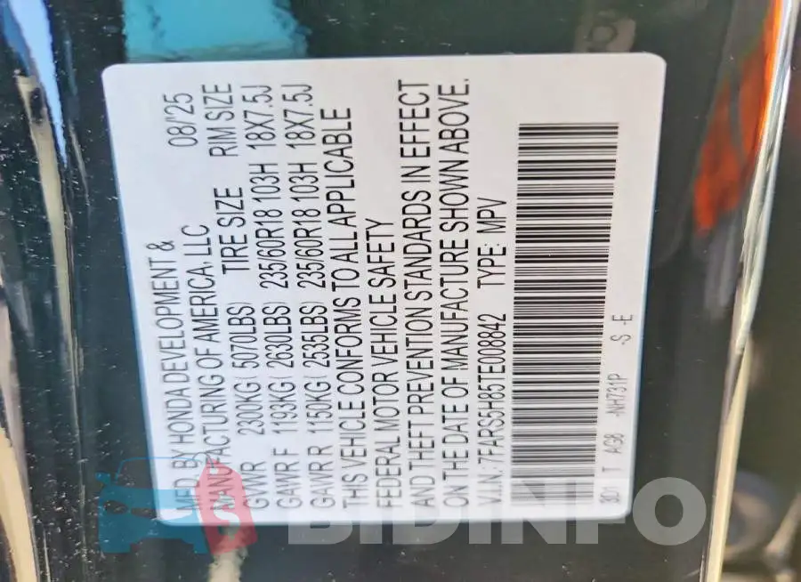7FARS5H85TE008842 Photo# 13