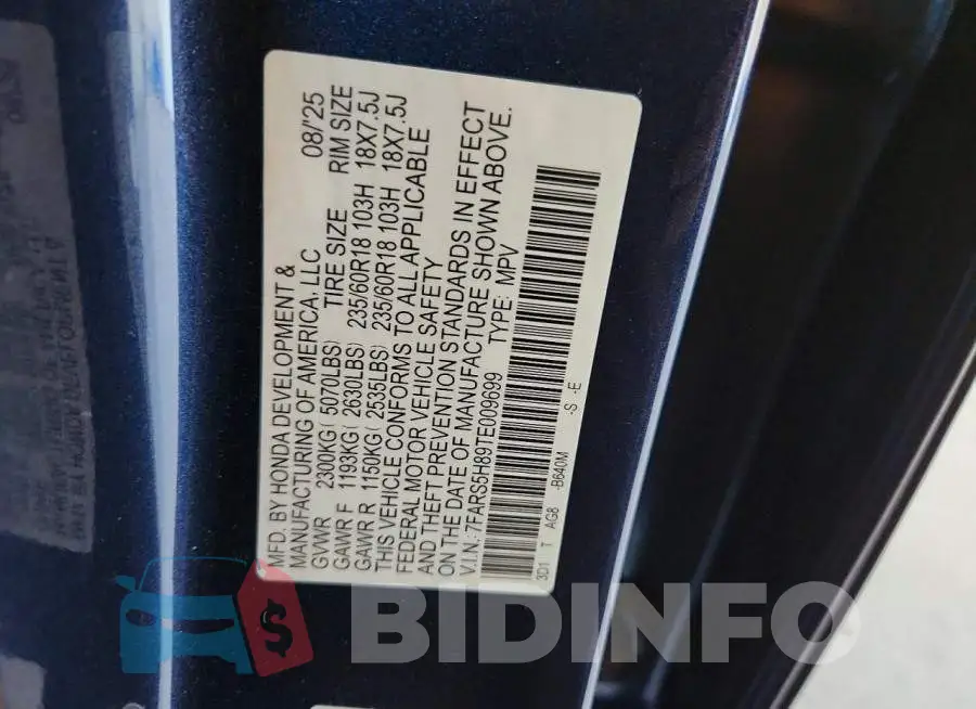 7FARS5H89TE009699 Photo# 13
