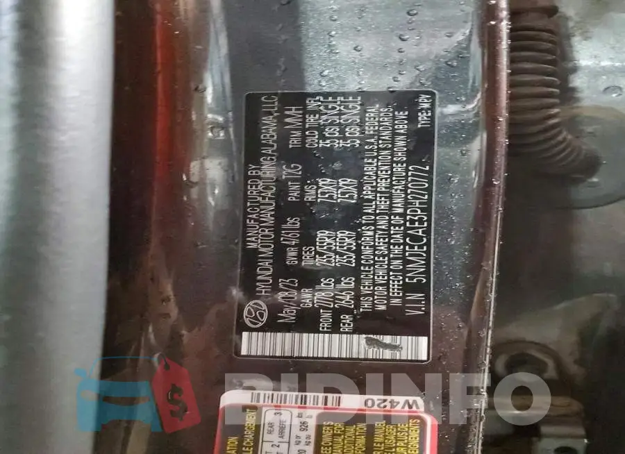 5NMJECAE3PH270772 Photo# 13