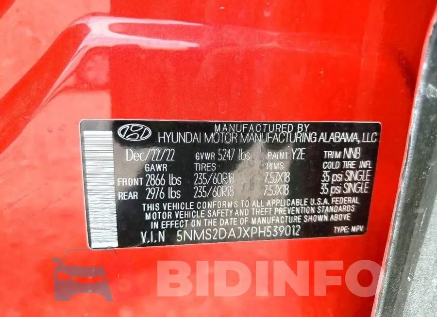 5NMS2DAJXPH539012 Photo# 12