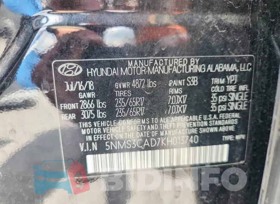 5NMS3CAD7KH013740 Photo# 13