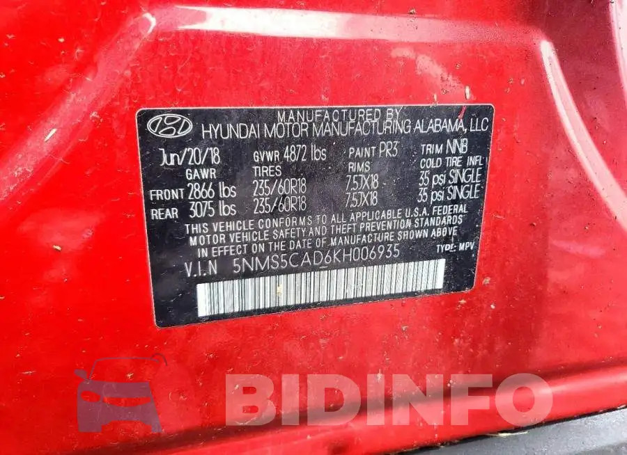 5NMS5CAD6KH006935 Photo# 12