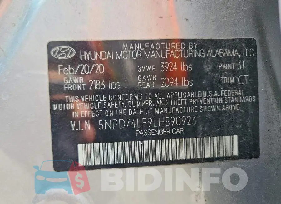 5NPD74LF9LH590923 Photo# 12