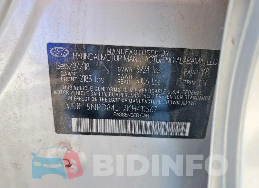 5NPD84LF2KH411567 Photo# 12