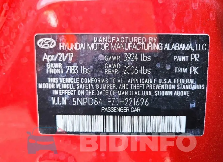 5NPD84LF7JH221696 Photo# 13