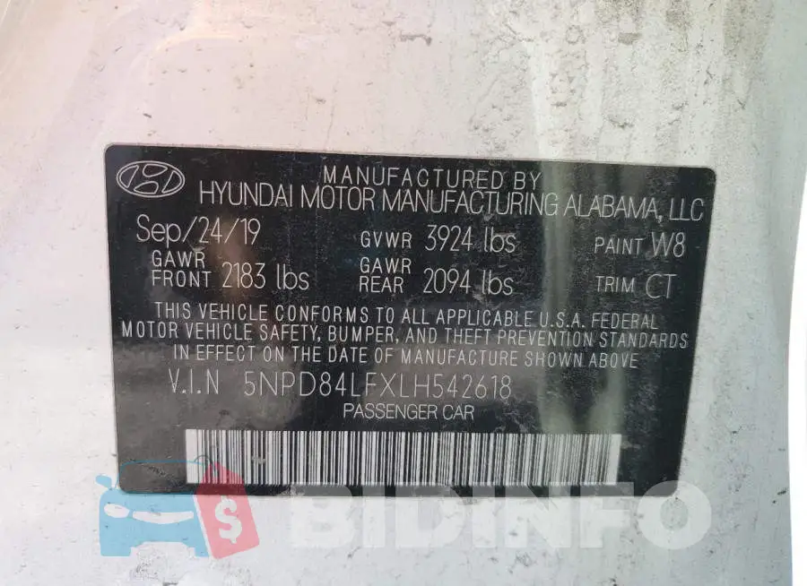 5NPD84LFXLH542618 Photo# 12