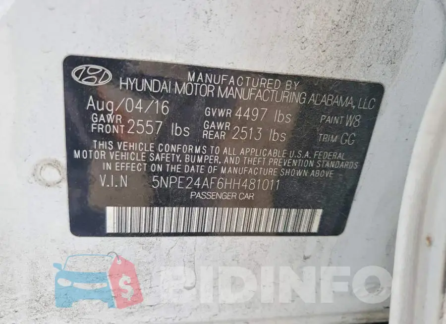 5NPE24AF6HH481011 Photo# 12