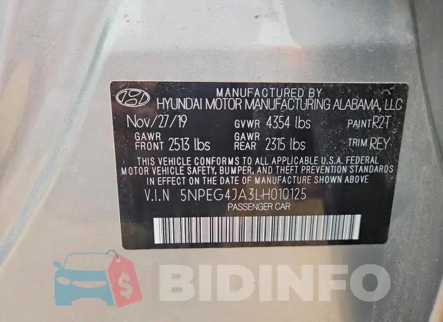 5NPEG4JA3LH010125 Photo# 12