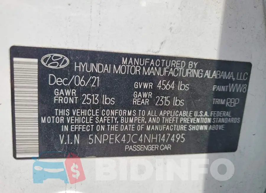 5NPEK4JC4NH147495 Photo# 12