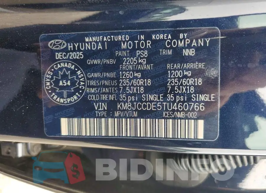 KM8JCCDE5TU460766 Photo# 13