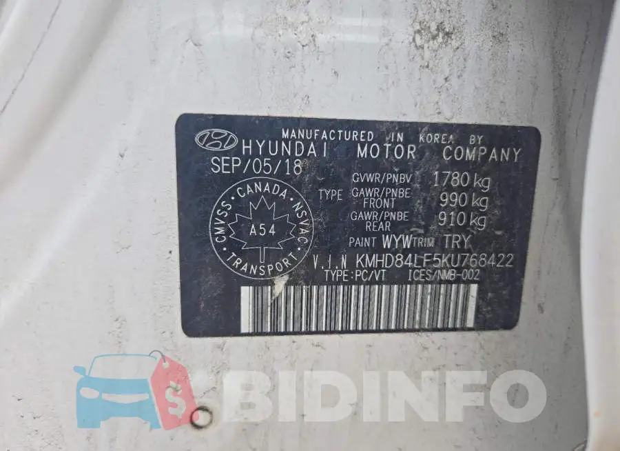 KMHD84LF5KU768422 Photo# 12