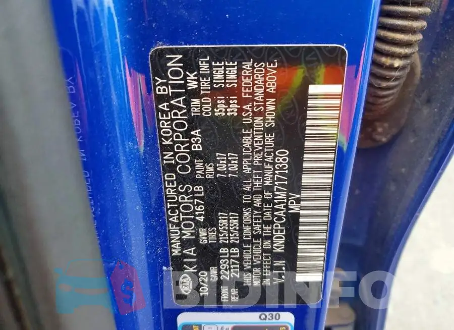 KNDEPCAA1M7171380 Photo# 13