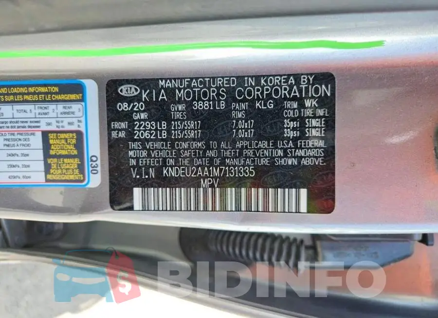 KNDEU2AA1M7131335 Photo# 12