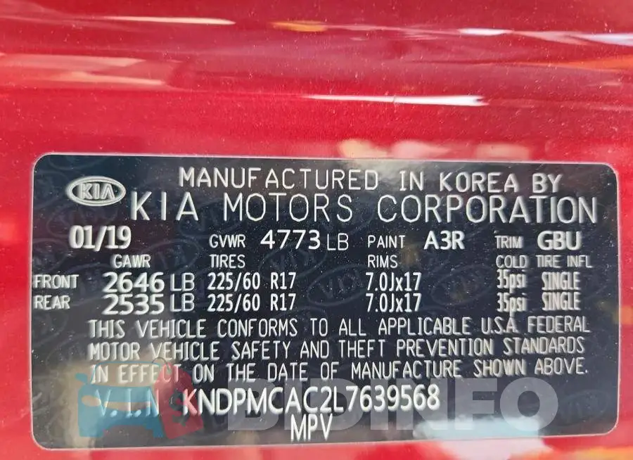 KNDPMCAC2L7639568 Photo# 13