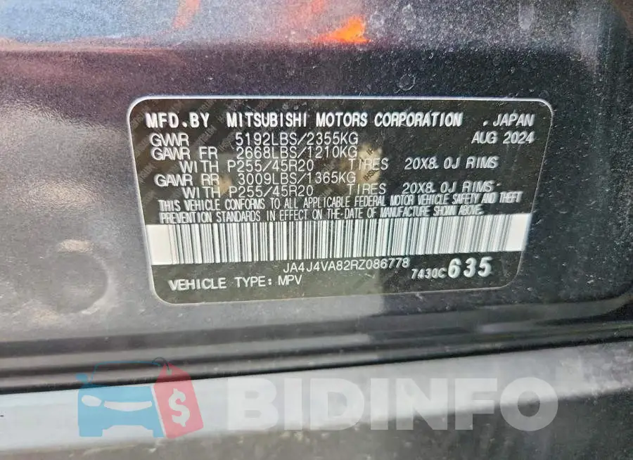 JA4J4VA82RZ086778 Photo# 13