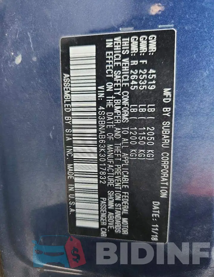 4S3BNAB63K3017832 Photo# 12