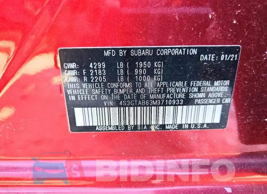 4S3GTAB63M3710933 Photo# 12