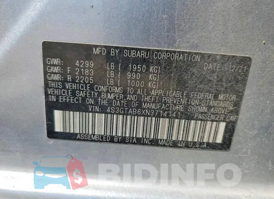 4S3GTAB6XN3714141 Photo# 12