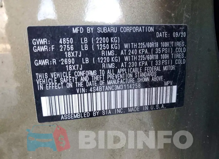 4S4BTANC3M3114258 Photo# 13