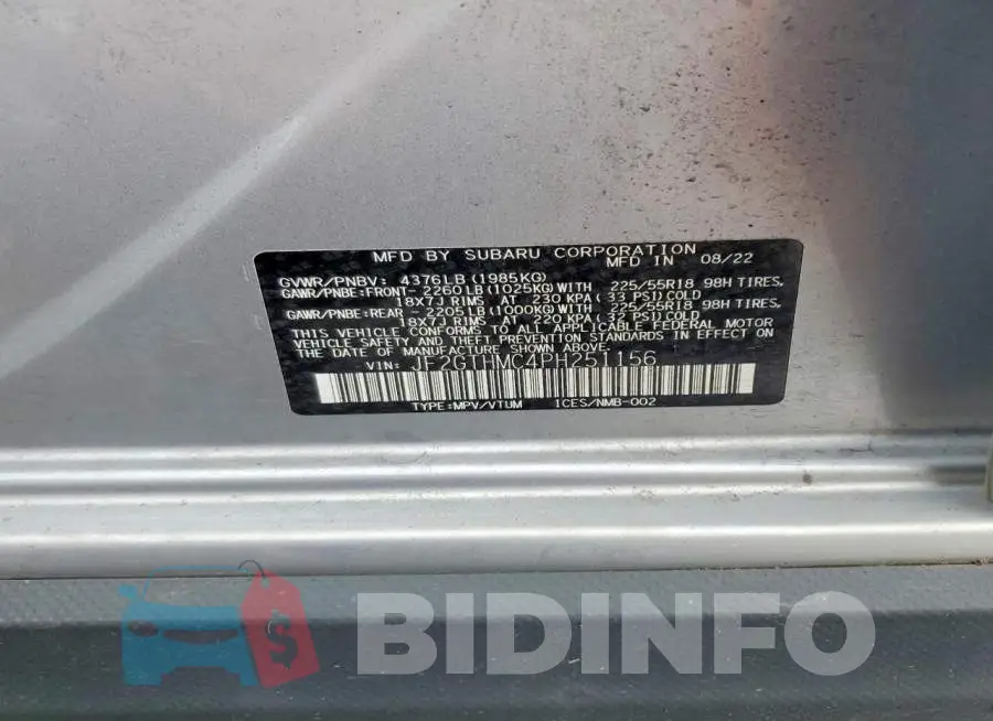 JF2GTHMC4PH251156 Photo# 13