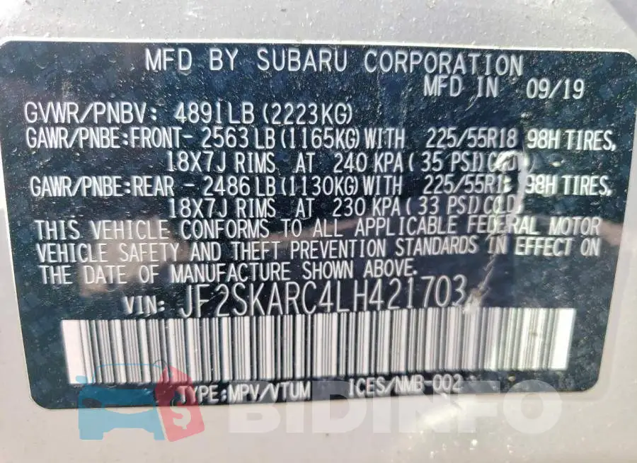 JF2SKARC4LH421703 Photo# 12