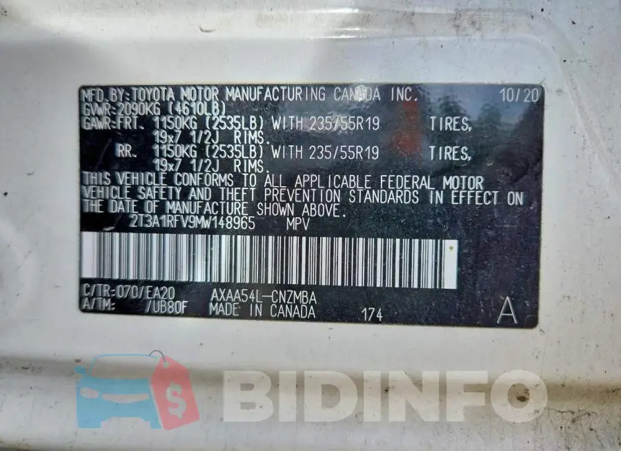 2T3A1RFV9MW148965 Photo# 13
