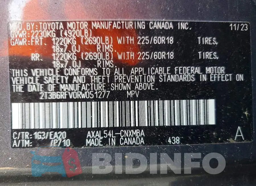 2T3B6RFV0RW051277 Photo# 13