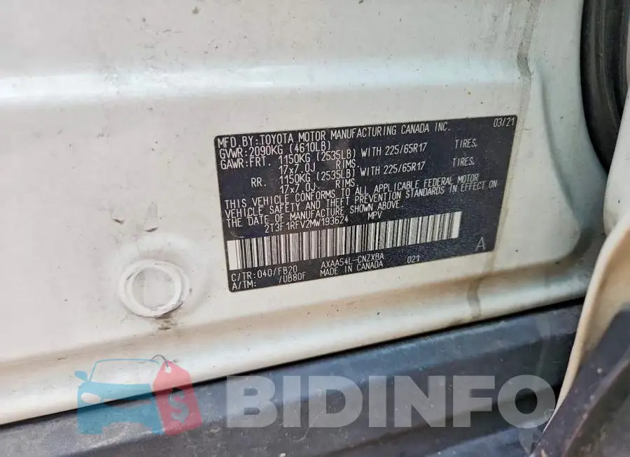 2T3F1RFV2MW193624 Photo# 13