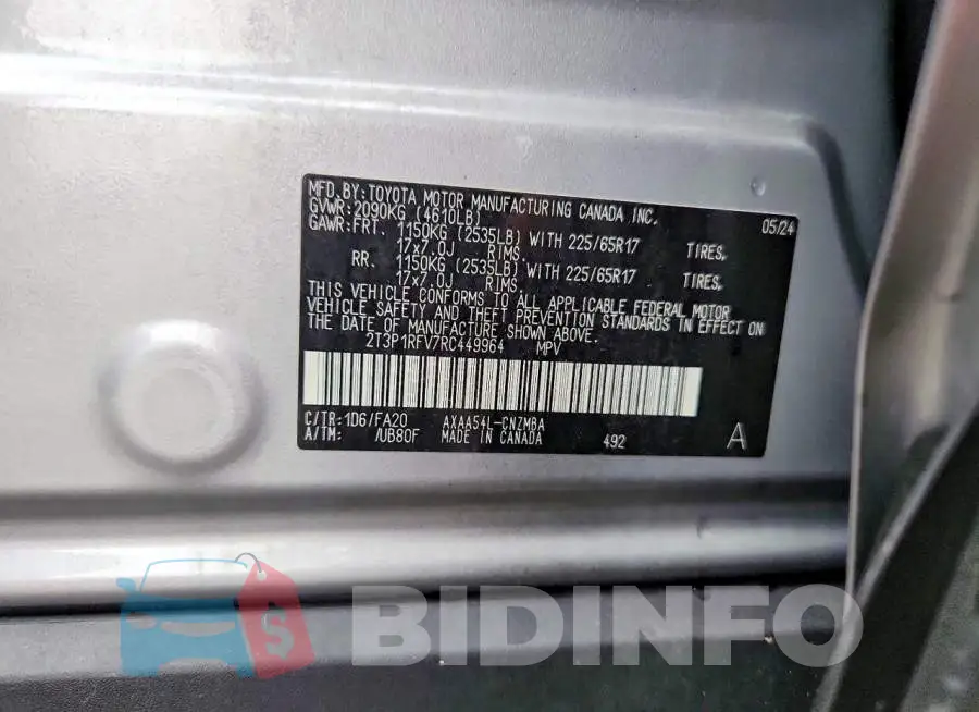 2T3P1RFV7RC449964 Photo# 13