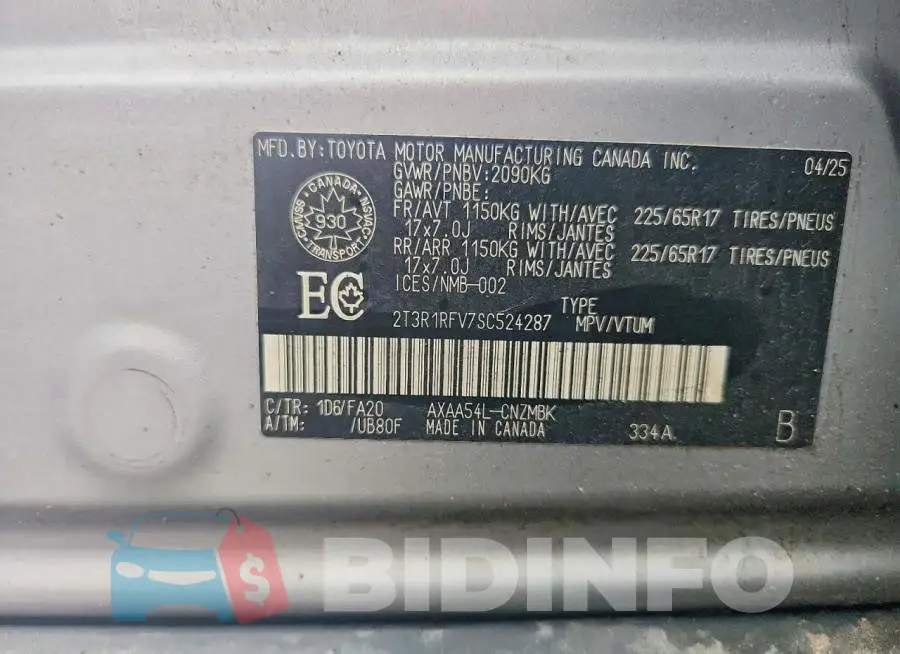 2T3R1RFV7SC524287 Photo# 13