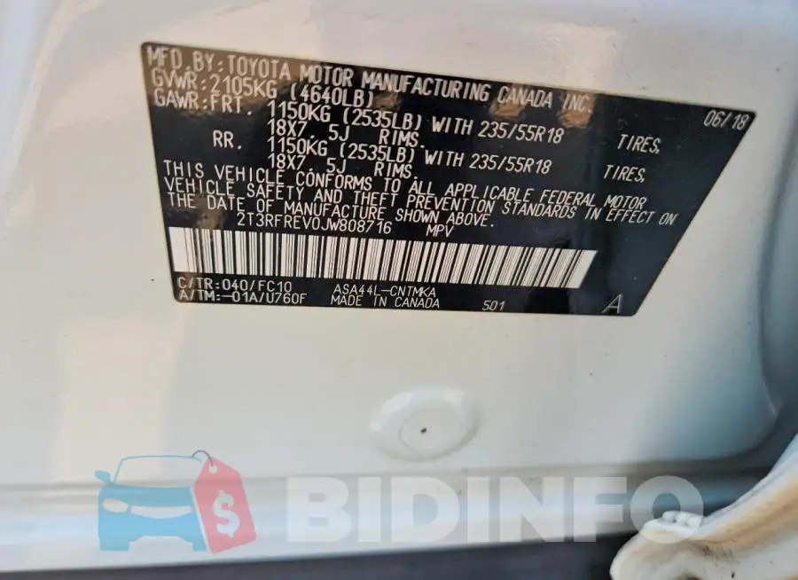 2T3RFREV0JW808716 Photo# 13