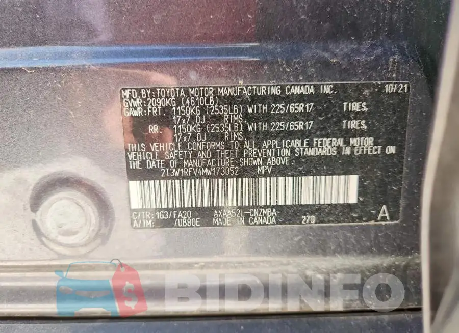 2T3W1RFV4MW173052 Photo# 14