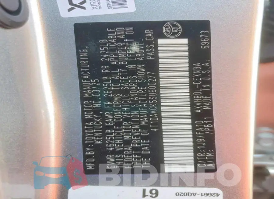 4T1DAACK5SU600277 Photo# 12