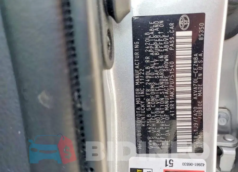 4T1R11AK3PU751540 Photo# 12