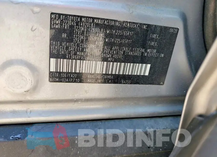 4T3R6RFV7LU002020 Photo# 13