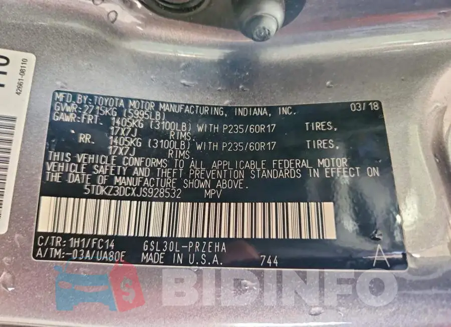 5TDKZ3DCXJS928532 Photo# 14